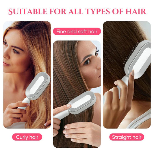 Cepillo Desenredante con Masaje y Autolimpieza para Mujer